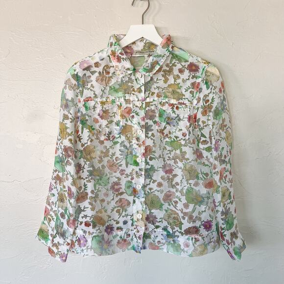 Bamboo Traders Sheer Floral Blouse - Picture 1 of 5